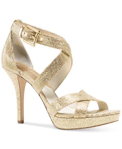 michael kors gold sparkling heels|Michael Kors gold flats.